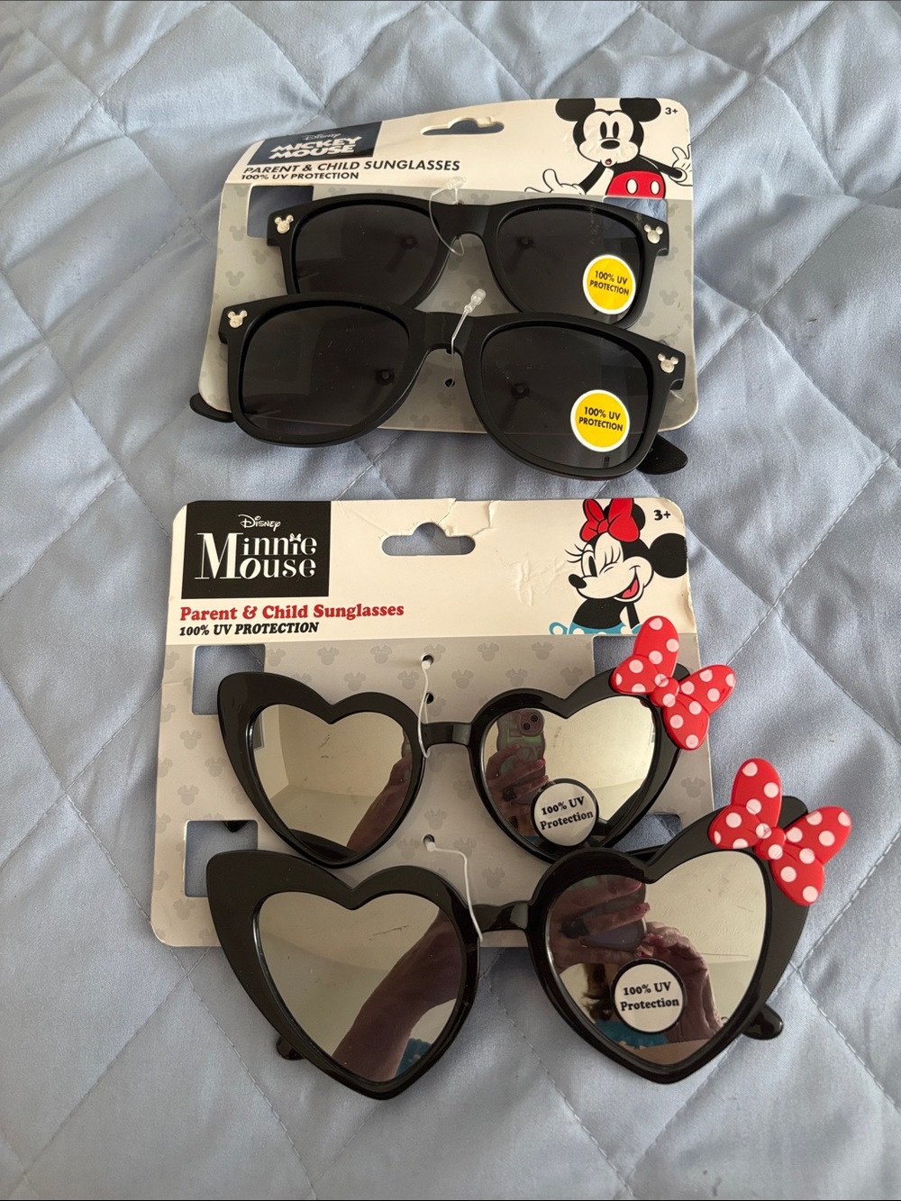 Disney Black Sunglasses Duo with Red Polka Dot Minnie Bows and black micky